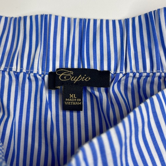 Cupio Off the Shoulder Blue and White Striped Flutter Sleeve Top Size XL - Picture 3 of 10